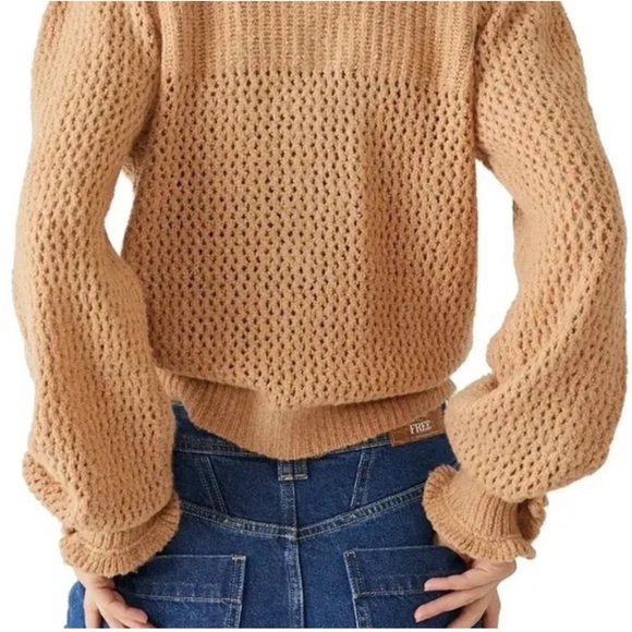 Free People Snowdrift Pullover In Camel Knit Sweater - Picture 15 of 17